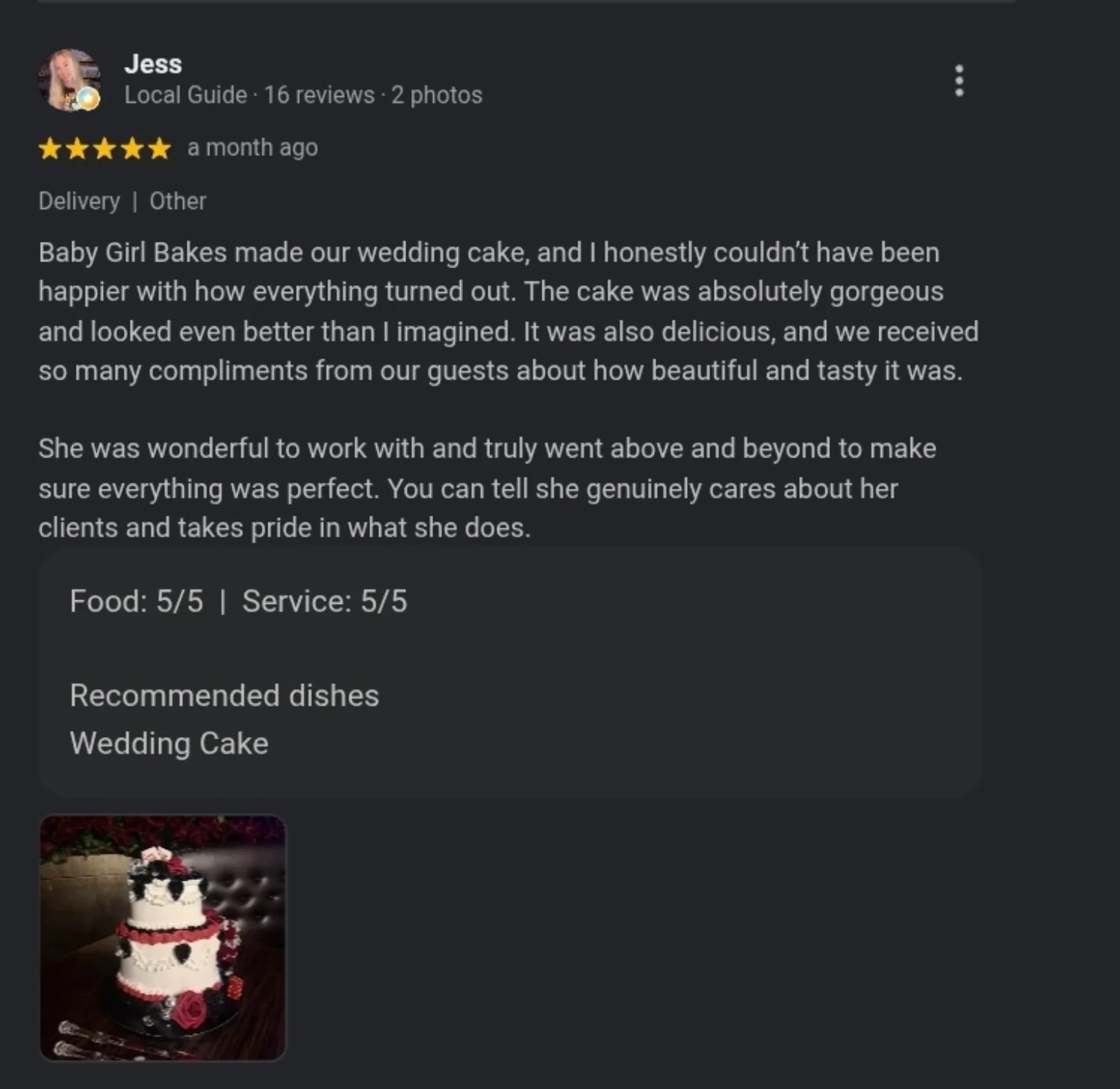 Baby Girl Bakes Google review 9